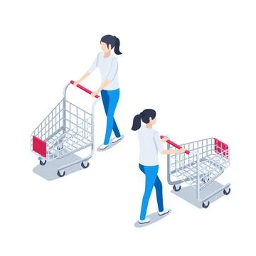 Isometric vector illustration isolated on white background, back and front vi Stock Illustration