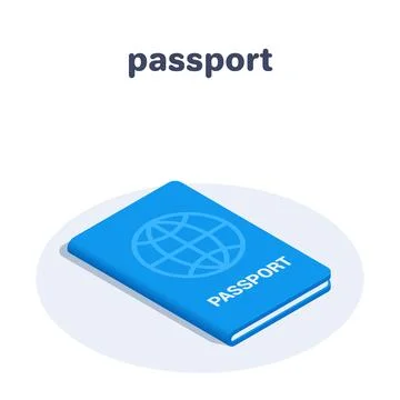 Isometric vector illustration isolated on white background, passport icon wit Stock Illustration