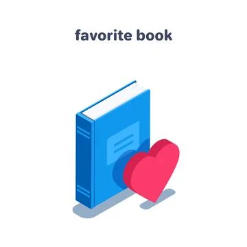 Isometric vector illustration isolated on white background, book and heart ic Stock Illustration