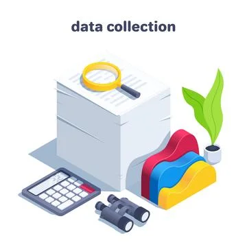 Isometric vector illustration isolated on white background, stack of papers w Stock Illustration