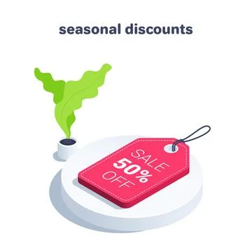 Isometric vector illustration isolated on white background, tag with 50 perce Illustrazione stock