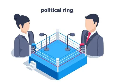 Isometric vector illustration isolated on white background, political ring or Stock Illustration