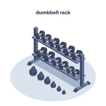 Isometric vector illustration isolated on white background, kettlebell and du Stockillustratie