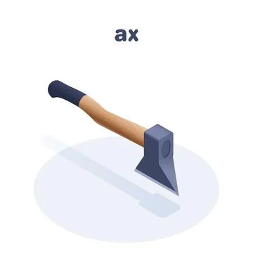 Isometric vector illustration isolated on white background, ax icon, hand too Stock Illustration