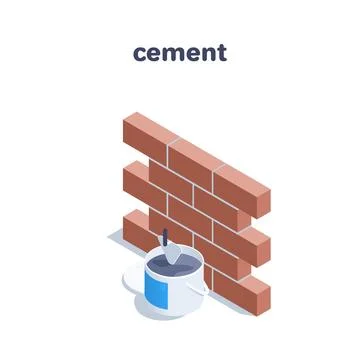 Isometric vector illustration isolated on white background, brick wall and ce Stock Illustration