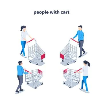 Isometric vector illustration isolated on white background, man and woman wit Stock Illustration