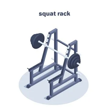 Isometric vector illustration isolated on white background, fitness squat rac 库存插图