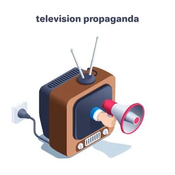 Isometric vector illustration isolated on white background, retro tv with ant 库存插图