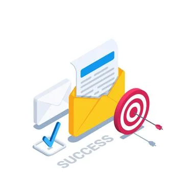 Isometric vector illustration isolated on white background, an envelope with  Stock Illustration