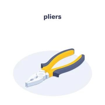Isometric vector illustration isolated on white background, pliers icon, hand Illustrazione stock