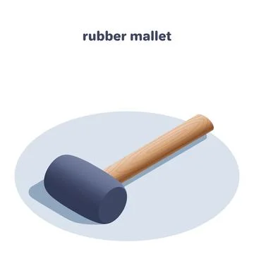 Isometric vector illustration isolated on white background, ruber mallet icon Stock Illustration