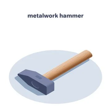 Isometric vector illustration isolated on white background, metalwork hammer  Stock Illustration
