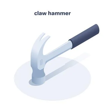 Isometric vector illustration isolated on white background, claw hammer icon, Stock Illustration