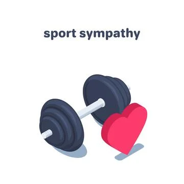 Isometric vector illustration isolated on white background, dumbbell and hear Stock Illustration