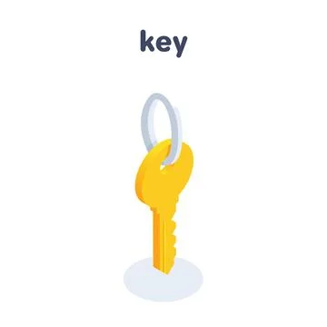 Isometric vector illustration isolated on white background, key icon Stock Illustration