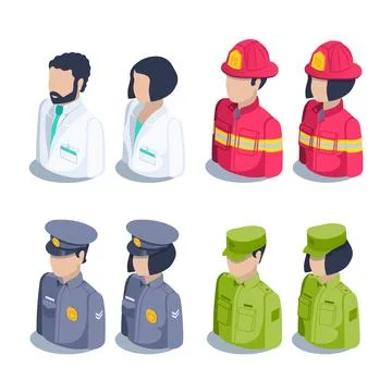 Isometric vector illustration isolated on white background, icon set of peopl Stock Illustration