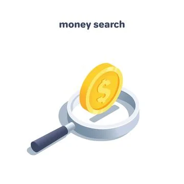 Isometric vector illustration isolated on white background, gold coin with do Stock Illustration