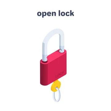 Isometric vector illustration isolated on white background, padlock icon or o Stock Illustration