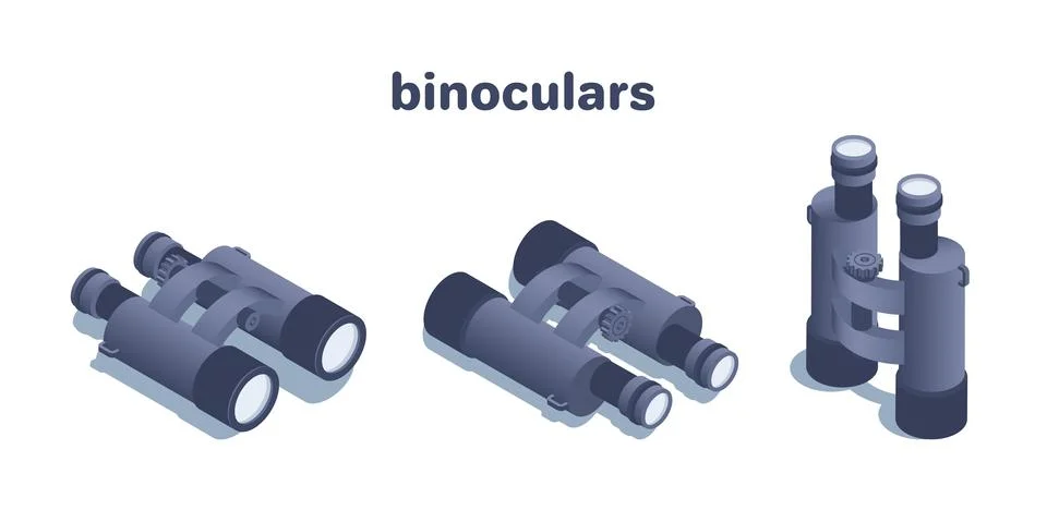 Isometric vector illustration isolated on white background, icon of binocular 스톡 일러스트
