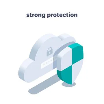 Isometric vector illustration isolated on white background, cloud and shield  Stockillustratie