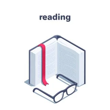 Isometric vector illustration isolated on white background, book icon with re Stock Illustration