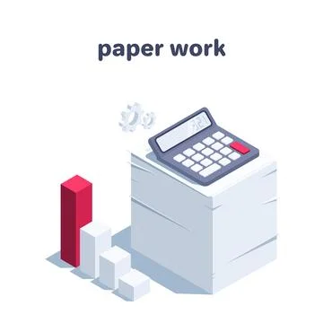 Isometric vector illustration isolated on white background, calculator on hig Stock Illustration