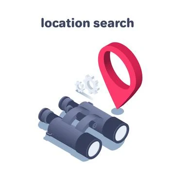 Isometric vector illustration isolated on white background, binoculars and re 스톡 일러스트