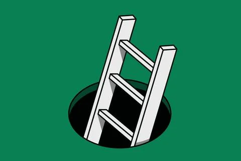 Isometric vector illustration of a ladder descending into a dark underground Stock Illustration