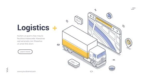 Isometric vector illustration of logistics and cargo transportation. Global s 库存插图