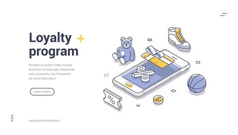 Isometric vector illustration of a loyalty program. Concept for customer rewa Illustrazione stock
