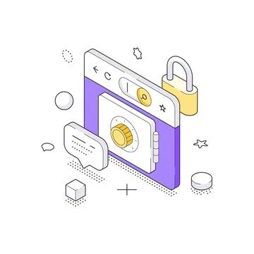 Isometric vector illustration of mobile banking security. A smartphone as a d Stock Illustration