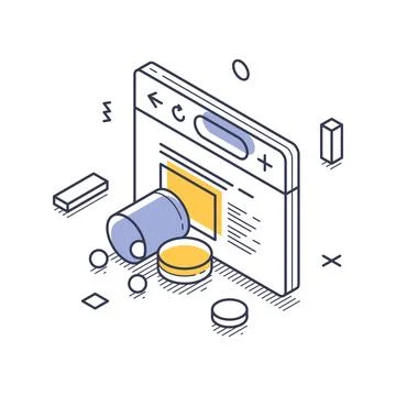 Isometric vector illustration of an online pharmacy. Represents digital healt Stock Illustration