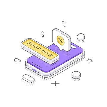 Isometric vector illustration of online shopping. Concept for e-commerce, mak Stock Illustration
