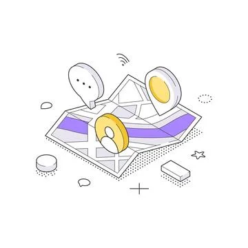 Isometric vector illustration showing user geolocation on a map. Concept for  Stock Illustration