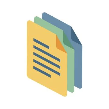 Isometric Vector Illustration Of Stacked Document Files In Multiple Colors .. イラスト素材