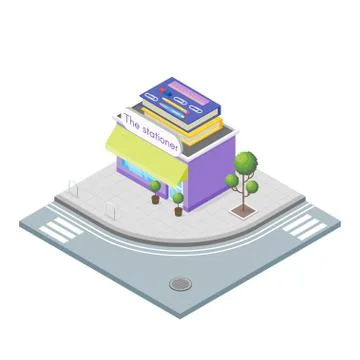 Isometric vector illustration of stationary. Stock Illustration