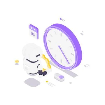 Isometric vector illustration for time management and productivity. Business  스톡 일러스트
