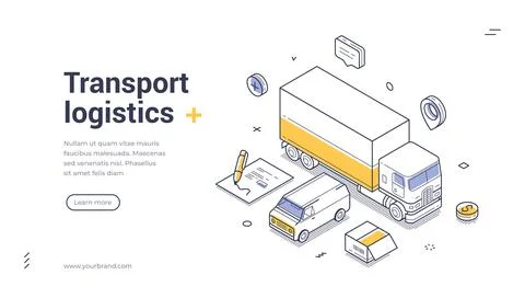 Isometric vector illustration of transport logistics and cargo shipping. Frei 库存插图