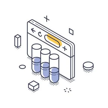 Isometric vector illustration of a web browser displaying medical data. Repre Stockillustratie