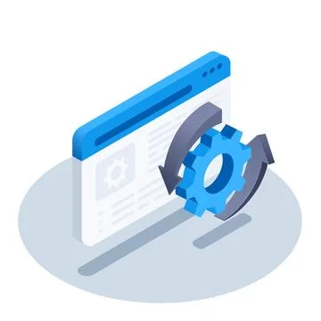 Isometric vector illustration on white background, icon in the form of progra 스톡 일러스트