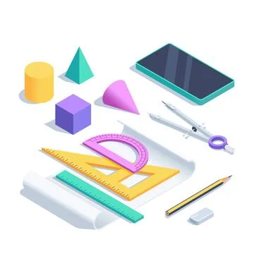 Isometric vector illustration on a white background, a set of elements for th Stock Illustration