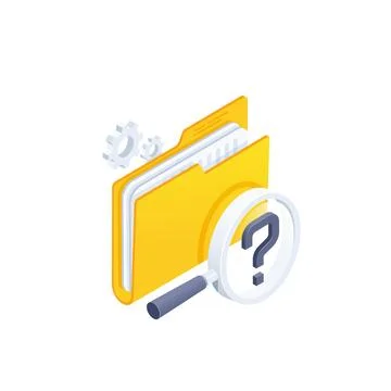Isometric vector illustration on a white background, yellow folder with docum 스톡 일러스트