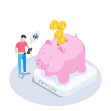 Isometric vector illustration on a white background, a man with a smartphone  Stock Illustration