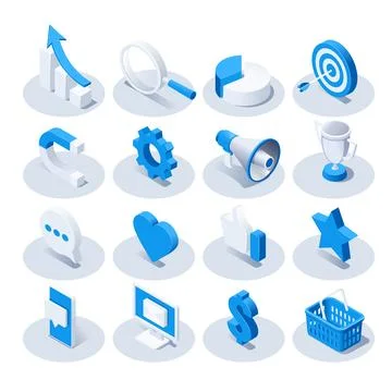 Isometric vector illustration on a white background, social media and busines イラスト素材