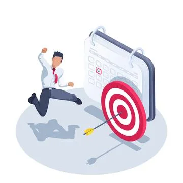 Isometric vector illustration on a white background, a man in business clothe Illustrazione stock
