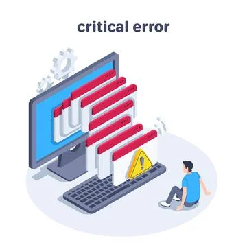 Isometric vector illustration on a white background, a critical error in open Stock-Illustration