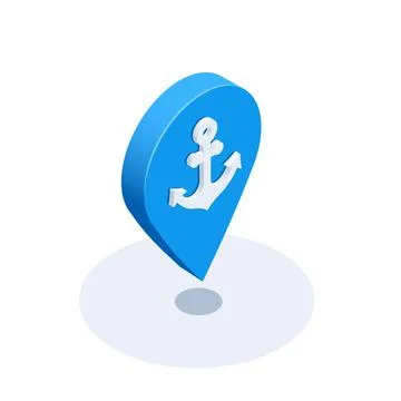 Isometric vector illustration on a white background, location icon with ancho Stock Illustration