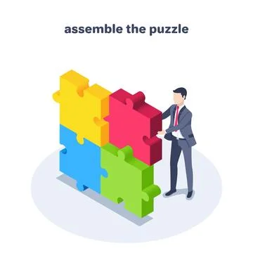 Isometric vector illustration on a white background, a man in a business suit 스톡 일러스트