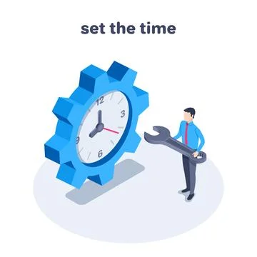 Isometric vector illustration on a white background, a man in business clothe Stock Illustration