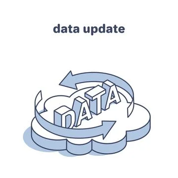 Isometric vector illustration on white background, cloud icon with word data  Stockillustratie